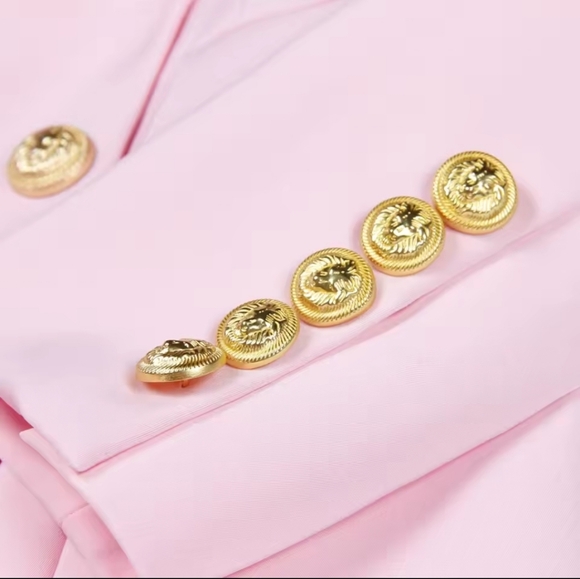 Elegant Pink Blazer with Gold Accents - Picture 6 of 11
